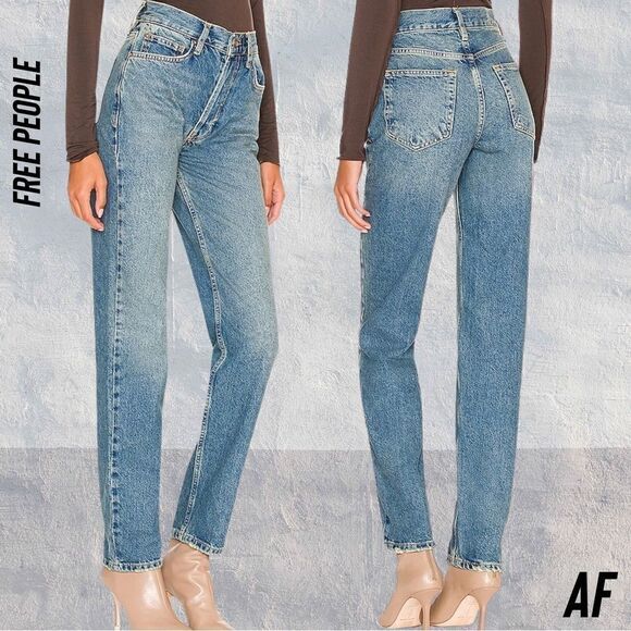 WE THE FREE LASSO STRAIGHT CUT JEANS IN BACKROAD BLUE NWT SIZE 30 - Picture 1 of 7